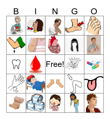 Injury & illness & body Bingo Card