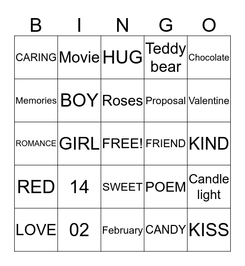 VALENTINE'S DAY Bingo Card