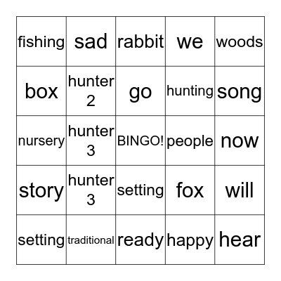 HUNTING WE WILL GO Bingo Card