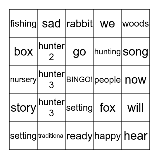 HUNTING WE WILL GO Bingo Card