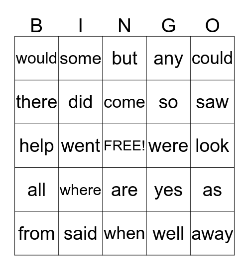 Sight Words (List 3) Bingo Card