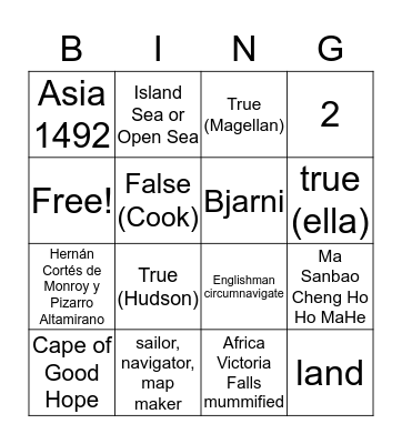 Explorer Bingo Yuba Colony Bingo Card