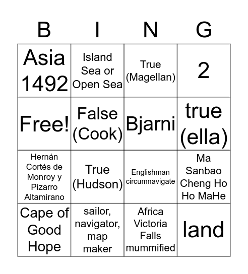 Explorer Bingo Yuba Colony Bingo Card