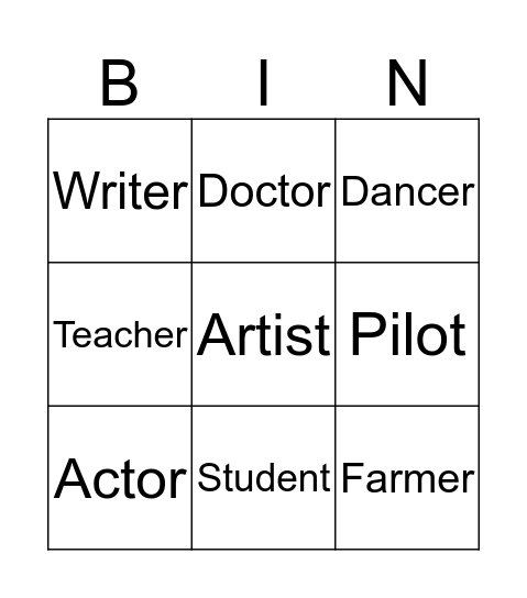 My dream job Bingo Card