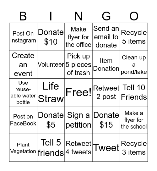 H2 Go! Bingo Card