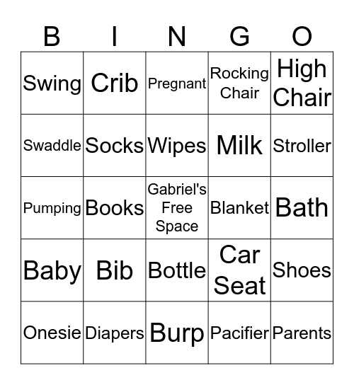 Baby Gabriel Peter  Bingo Card