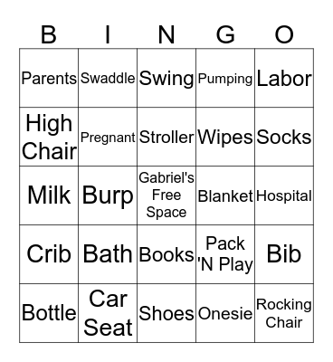 Baby Gabriel Peter  Bingo Card