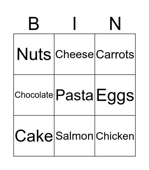 Food Bingo Card