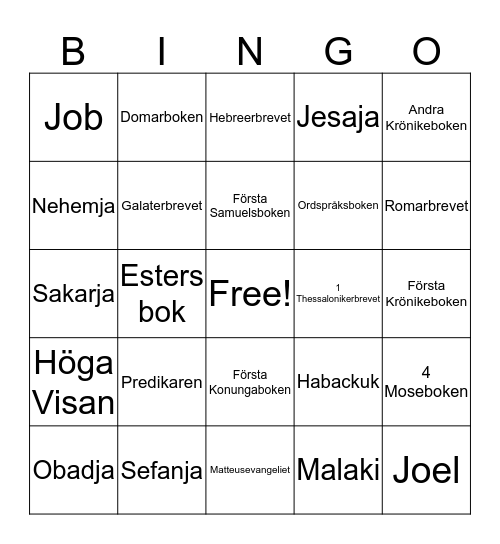 Open Doors Bingo Card