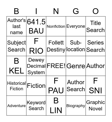 Library Bingo Card