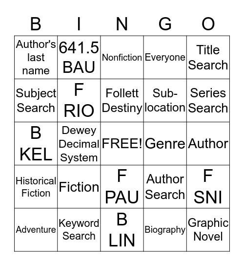 Library Bingo Card