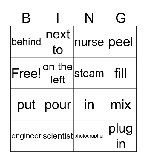 Vocabulary Bingo Card