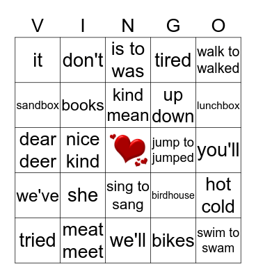 VALENTINE Bingo - because we LOVE READING! Bingo Card