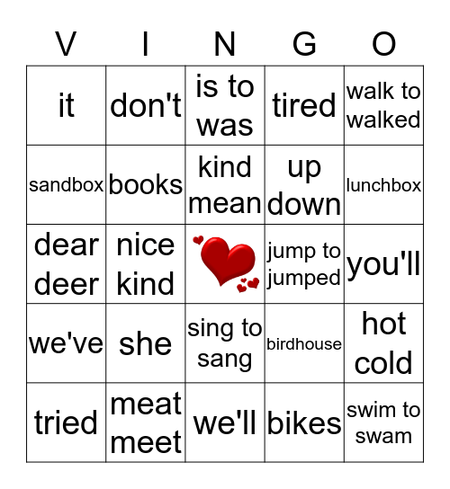 VALENTINE Bingo - because we LOVE READING! Bingo Card