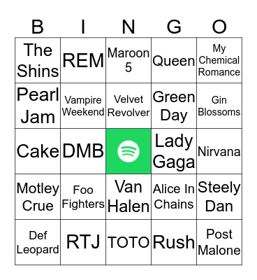 Spotify Bingo Card