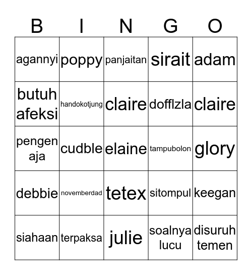 VIVA LA TISHA Bingo Card