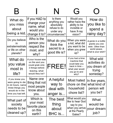 Social Bingo Card