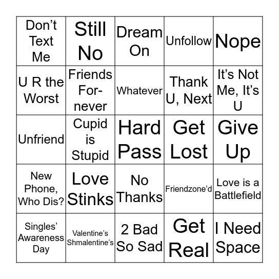 LOVE STINKS BINGO Card