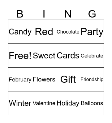 Valentine’s Day bingo Card