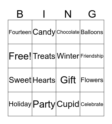 Allie’s Valentine’s Day bingo board Bingo Card