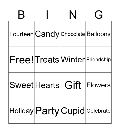 Allie’s Valentine’s Day bingo board Bingo Card