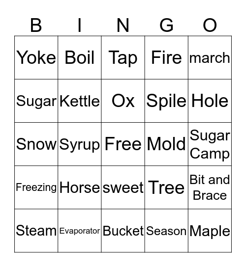 Maple Madness Bingo Card