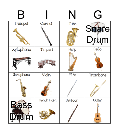 Instruments of the Orchestra   Bingo Card