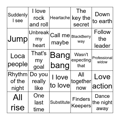 Gary's Music Bingo Card