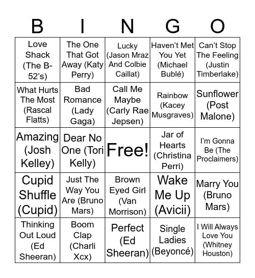 Singo Bingo - Valentine's Day Bingo Card