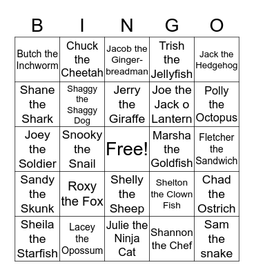 sh, s, ch, j Bingo Card