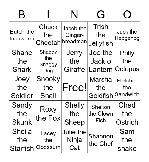 sh, s, ch, j Bingo Card