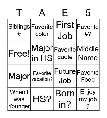 All About Chante  Bingo Card