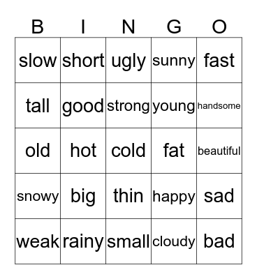 unit1-4 Bingo Card