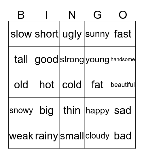 unit1-4 Bingo Card