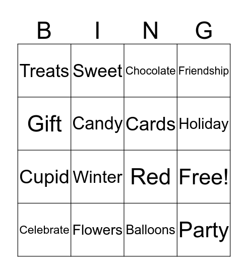 Valentine Hearts Bingo Card