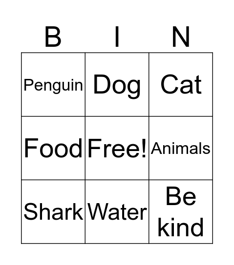 good Shark Bingo Card