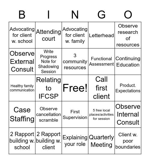 TCM Bingo Card