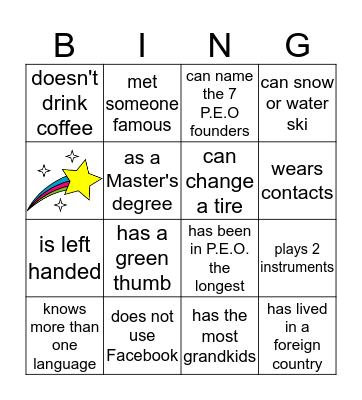 Which P.E.O. Sister Bingo Card