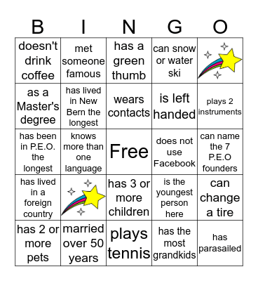 Which P.E.O. Sister Bingo Card