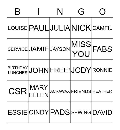 BYE BYE BINGO Card