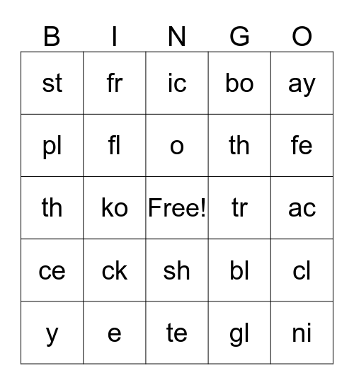 Chart 6  Bingo Card