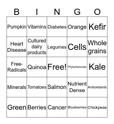 Superfoods Bingo Card