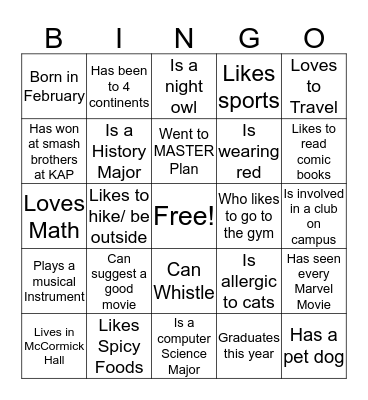 GET TO KNOW YOU BINGO Card