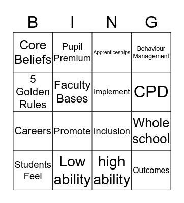 Training Bingo Card