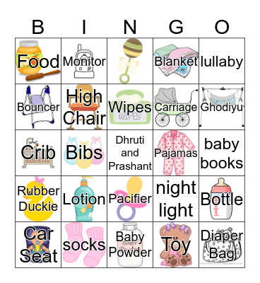 Baby Shower Bingo Card