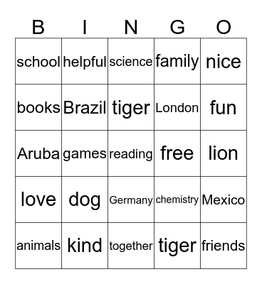 Dog Bingo Card