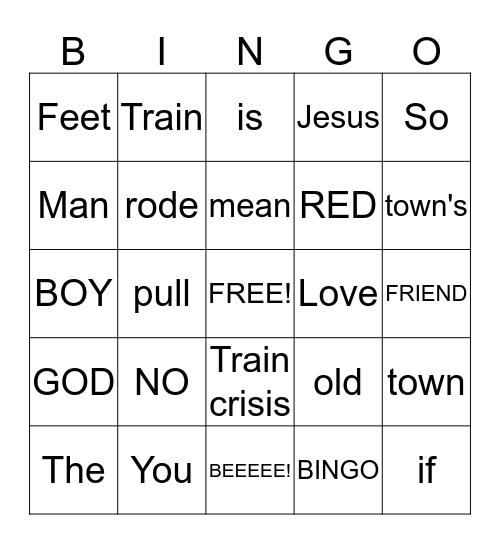 Thomas's  Bingo Card