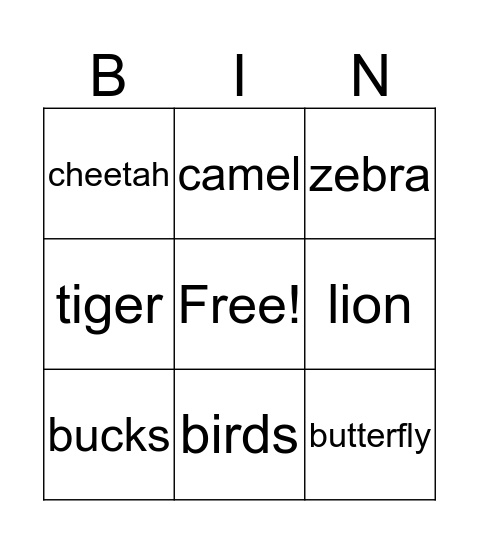 Wild Bingo Card