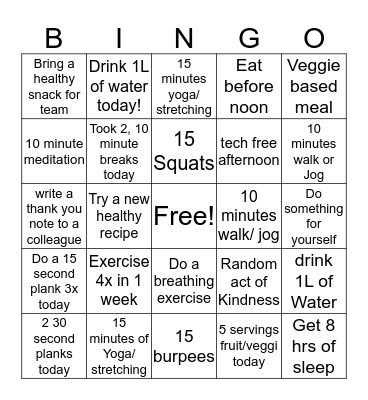 ATB Wellness BINGO Card