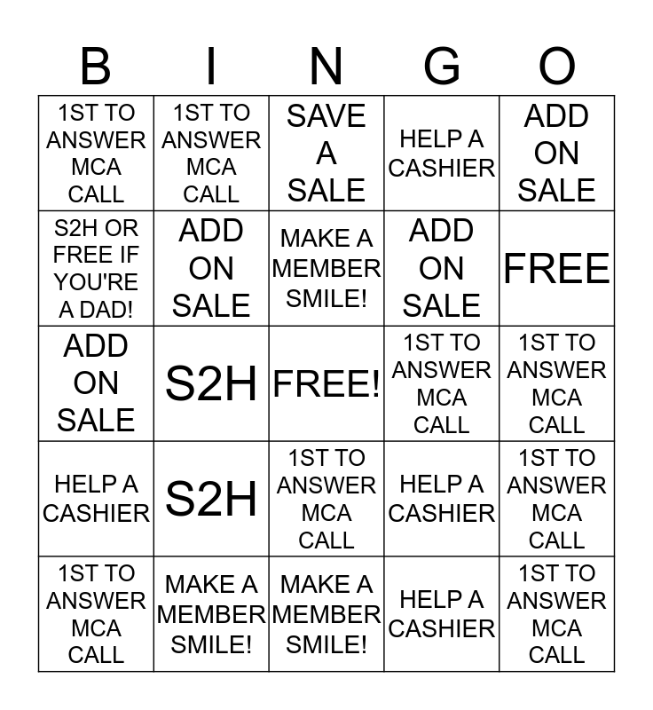 FATHER'S DAY MCA Bingo Card